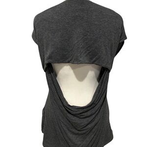 W118 by Walter Baker Dark Gray Open-Back Capped Sleeves Top.